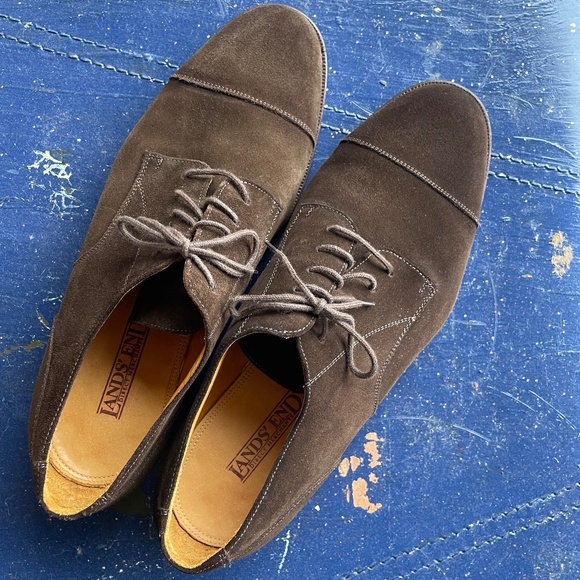 Men\'s Size 10.5M Land\'s End Classic Brown Suede Derby Shoes main image 14